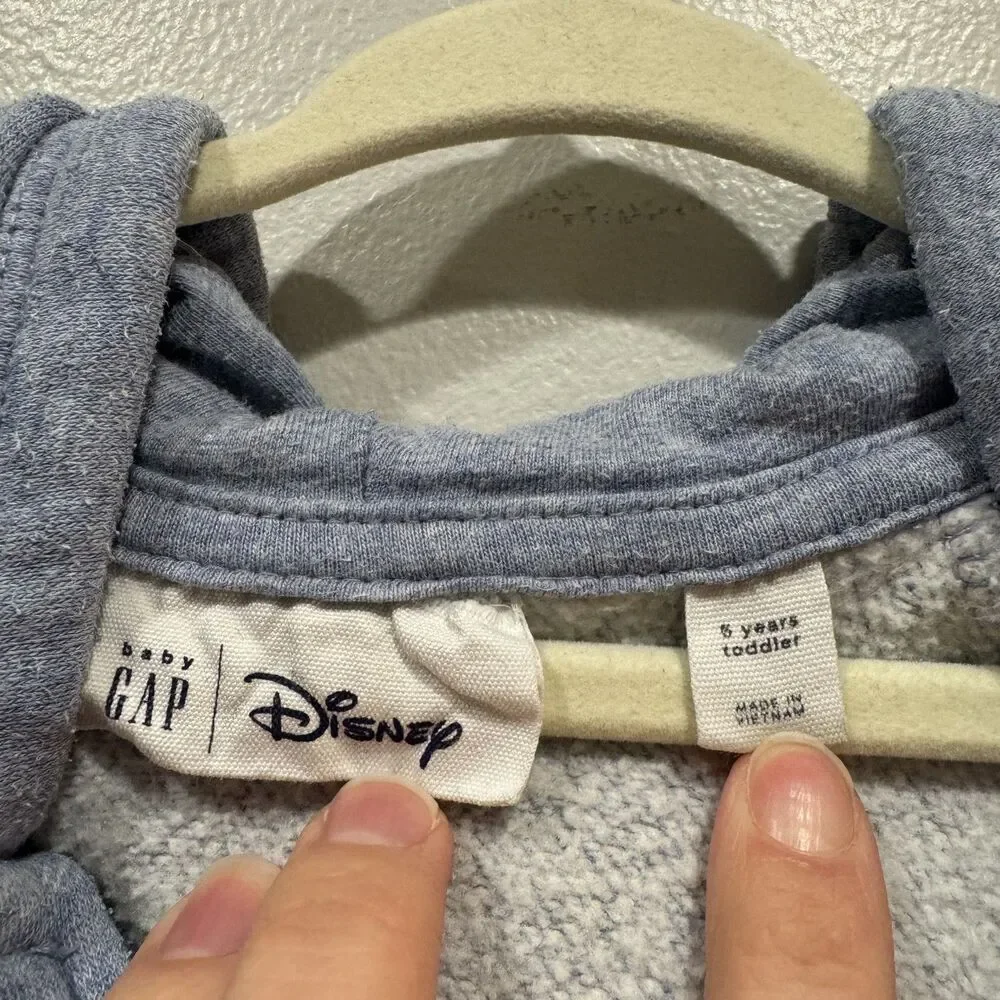 GAP Disney Mickey Mouse Hoodie Zip-Up Sweatshirt Jacket Blue Kids Toddler sz 5